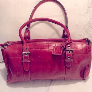 Red crocodile embossed large Dr style bag